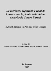 Iscrizioni sepolcrali e civili di Ferrara con le piante delle chiese raccolte da Cesare Barotti.