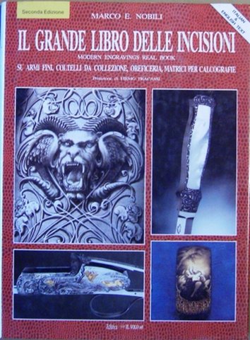 Grande libro delle incisioni su armi fini , coltelli da collezione , oreficeria , matrici per calcografie